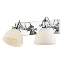 Golden 3118-BA2 CH-OP - Yep by Golden Lighting Hines 2-light Vanity in Chrome and Opal Glass